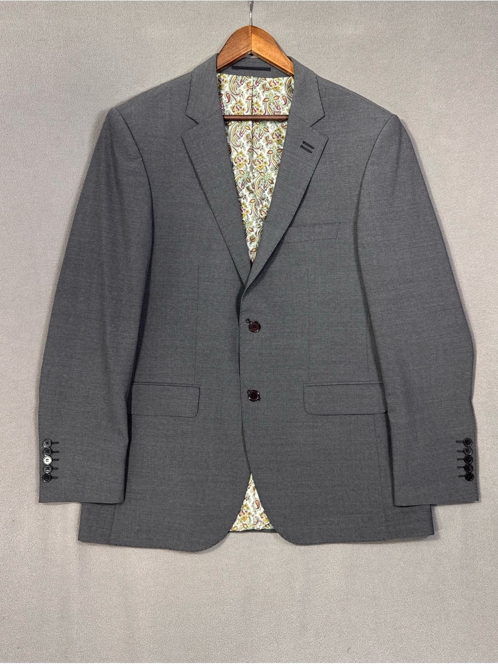 Bogosse Gray Men's Two-Button Wool Blazer - Classic Tailored Fit, 5/54 or 44R